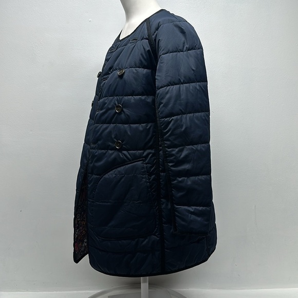 J Crew x Liberty Fabrics Reversible Puffer Jacket Coat Floral Navy Blue Size XS - Picture 11 of 11